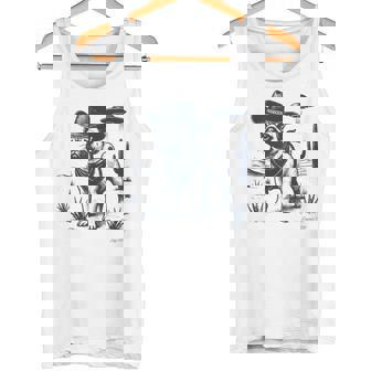 Pug Vintage Cowboy Hat UFO Dog Mom Pet Dad Wild West Tank Top | Mazezy