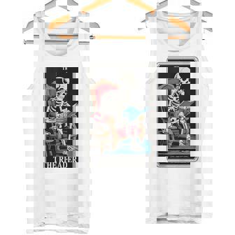 The Reader Tarot Card Book Lover Skeleton Reading Book Tank Top Tank Top | Mazezy