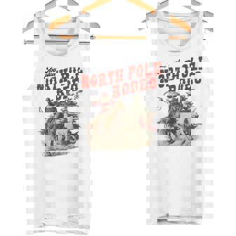 Retro Annual North Pole Rodeo Santa Western Cowboy Christmas Tank Top | Mazezy