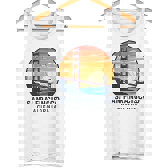 Retro Vintage Sunset Golden Gate Bridge San Francisco City Tank Top | Mazezy