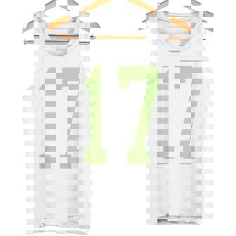 Sage Green And Number 17 Jersey Player Uniform 17 Tank Top | Mazezy