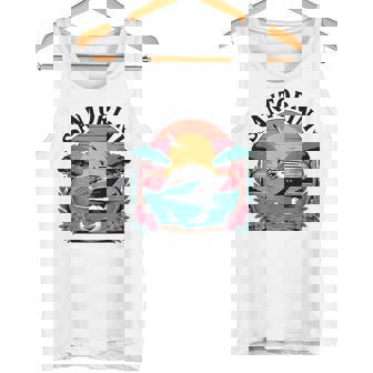 Santorini Greece Vintage Cruise Ship Sunset And Seagulls Tank Top | Mazezy