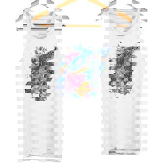 Sea Turtle Hawaiian Hibiscus Flowers Hawaii Surfer Diving Tank Top | Mazezy