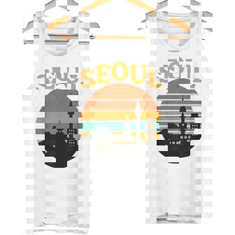 Seoul South Korea Vintage Sunset And N Tower Skyline Tank Top | Mazezy