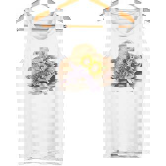 Straw Hat With Lavender And Sunflower Ribbon T Shirt Tank Top | Mazezy