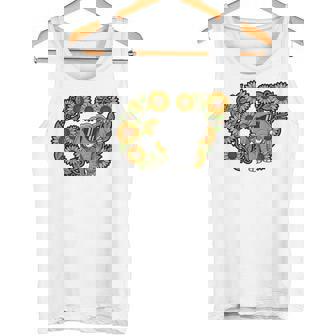 Sunflower Elephant 67 Nature Floral Graphic Tank Top | Mazezy