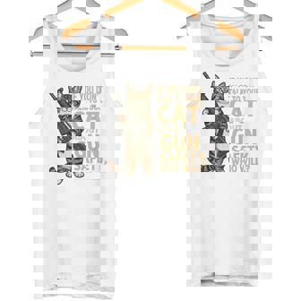 Talk To Your Cat About Gun Safety Cat Humor Tank Top | Mazezy