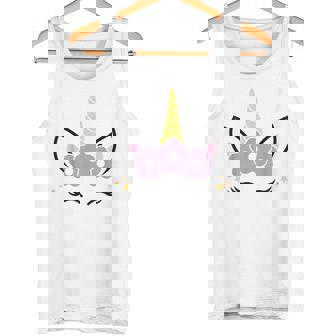 Unicorn Smile Eyelashes Kid Unicorns Flowers Wreath Tank Top | Mazezy