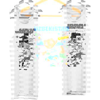 Uzbekistan Kid Goal Cartoon Uzbekistan Flag For Kids Tank Top | Mazezy