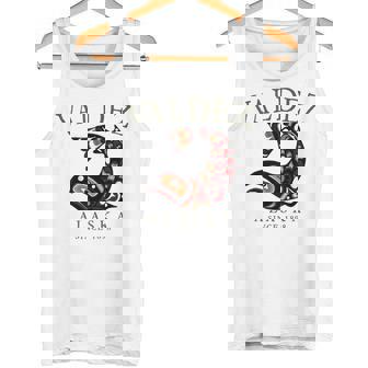 Valdez Alaska Salmon Fishing Since 1898 Arched Olive Letters Tank Top | Mazezy