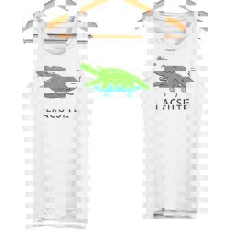 【バックプリント・背中側】楽して行こうワニ（Lacusite）スケボー【変なデザイン屋さん】ブランド パロディ 面白い タンクトップ - Kawaiitshirt