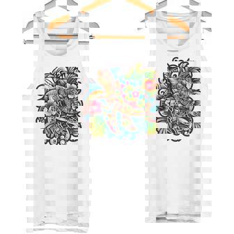 アロハ ウミガメ ハワイアン ホヌ フラワー ウェーブ オーシャン タンクトップ - Kawaiitshirt