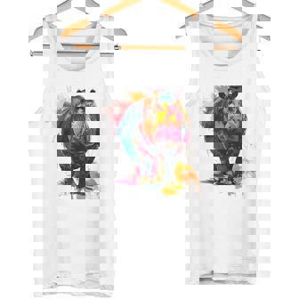 カバ 動物 カラフル グラフィック 抽象 アート 絵画 カバ タンクトップ - Kawaiitshirt