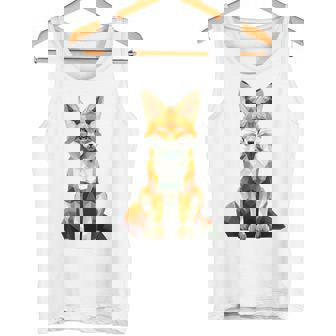 キツネ アニマル柄 グラフィック ポートレート イラスト 幾何学 キツネ タンクトップ - Kawaiitshirt