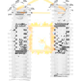 キツネ アニマル柄 モチーフ 紅葉 イラスト 自然 狐 タンクトップ - Kawaiitshirt