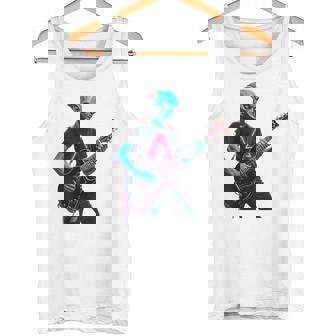 バックプリント ギタリスト エイリアン グラフィック ギター エイリアン ギタリスト タンクトップ - Kawaiitshirt