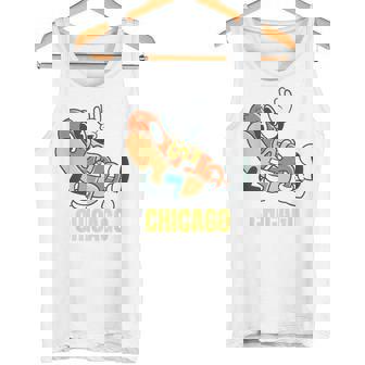 シカゴホットドッグ ストリートフード ホットドッグ マスタード付き タンクトップ - Kawaiitshirt