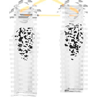 シックなハートプリントの牛柄。 タンクトップ - Kawaiitshirt