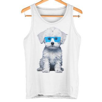 プードル 犬 幾何学的 キュート サングラス アニマル アート プードル タンクトップ - Kawaiitshirt