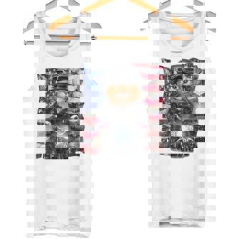 三毛猫 オレンジ猫 ねこ バイク 星条旗 アメリカ タンクトップ - Kawaiitshirt