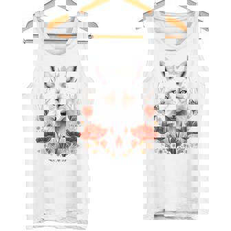 狐 アニマル柄 モチーフ 図面 イラスト 自然 狐 タンクトップ - Kawaiitshirt