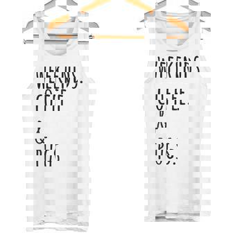 週末コーヒーパグ犬 タンクトップ - Kawaiitshirt