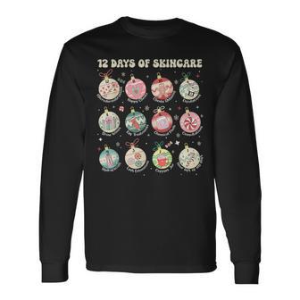 12 Days Of Skincare Esthetician Christmas Dermatology Long Sleeve T-Shirt - Thegiftio UK