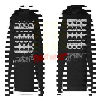 13日の金曜日 ハロウィン デザインマスク 長袖tシャツ 長袖Tシャツ - Kawaiitshirt