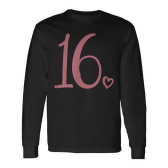 16 Cumpleaños Para Niñas Dieciséis Lindo Número 16 Años Camiseta de manga larga - Regaloses