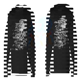 3 マウス 月 3 匹のネズミ 面白い げっ歯類 恋人 ユーモア 空 夜 長袖tシャツ 長袖Tシャツ - Kawaiitshirt