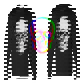 3Dスカル。 長袖Tシャツ - Kawaiitshirt