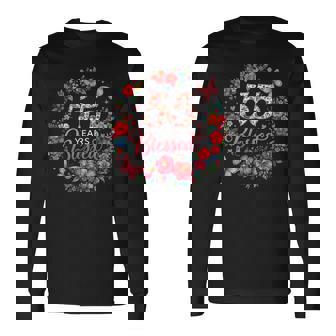 55 Years Blessed 55歳 フローラル 55歳の誕生日プレゼント 長袖Tシャツ - Kawaiitshirt