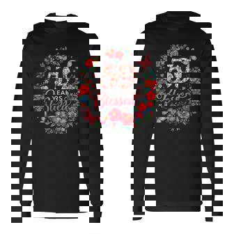 59歳 祝福 59歳 フローラル 59歳の誕生日プレゼント 長袖Tシャツ - Kawaiitshirt