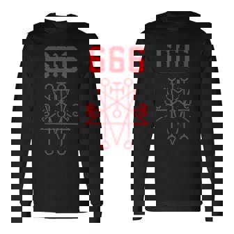 666 悪魔 悪魔のペンタグラム 獣のマーク 長袖Tシャツ - Kawaiitshirt