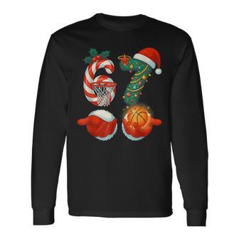 67 Christmas 6 7 Meme Basketball Pajamas Gen Alpha Slang Long Sleeve T-Shirt - Thegiftio UK