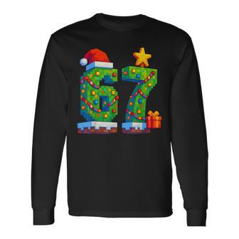 67 Christmas 6 7 Meme Costume Xmas Gen Alpha Slang Long Sleeve T-Shirt - Thegiftio UK