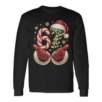67 Meme Christmas 6 7 Gen Alpha Slang Santa Xmas Long Sleeve T-Shirt - Thegiftio UK