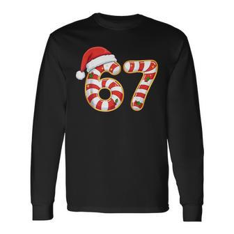 67 Six Seven Meme Gen Alpha Slang Christmas Pajamas Long Sleeve T-Shirt - Thegiftio UK