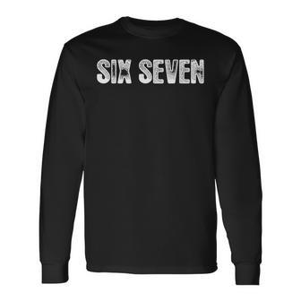 67 Six Seven Meme Gen Alpha Slang Santa Hat Christmas Long Sleeve T-Shirt - Thegiftio UK