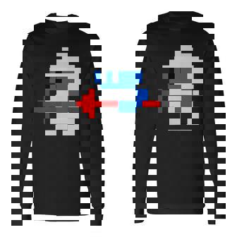 8ビット80年代レトロクラシックビデオゲームキャラクターダグヒーロー 長袖Tシャツ - Kawaiitshirt