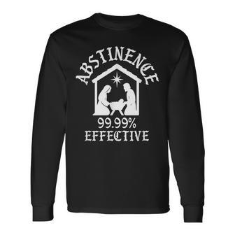 Abstinence 9999 Percent Effective Nativity Christmas Joke Long Sleeve T-Shirt - Thegiftio UK