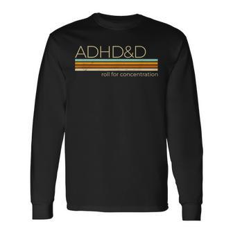 Adhd&D Roll For Concentration Small Black Long Sleeve T-Shirt - Thegiftio