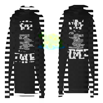 Adorable Tortuga De Dibujos Animados Con Cita Divertida Camiseta de manga larga - Regaloses