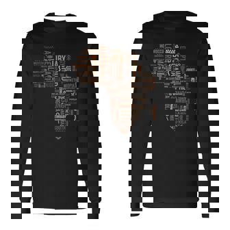 Africa Map Countries Black History Pride African American Long Sleeve T-Shirt - Monsterry