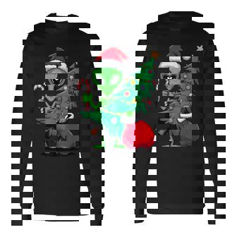 Alien Christmas Tree Lights Festive Xmas Boys Long Sleeve T-Shirt - Thegiftio