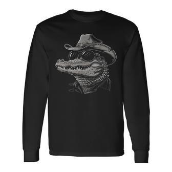Alligator Cowboy Hat Gator Crocodile Reptile Lover Long Sleeve T-Shirt - Thegiftio UK