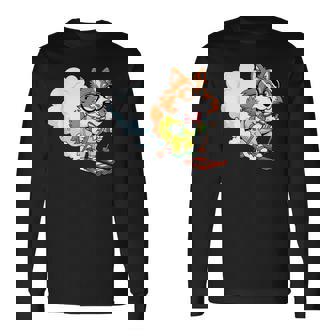 Alpine Ski Dog Nerdy Corgi Bow Tie Glasses Long Sleeve T-Shirt | Mazezy