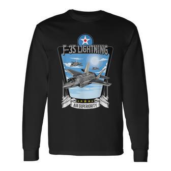 American Aircraft Camouflage F35 Lightning Long Sleeve T-Shirt - Thegiftio UK