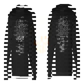 American Flag Skull Guitar Rock Music Guitar Player Long Sleeve T-Shirt | Seseable UK