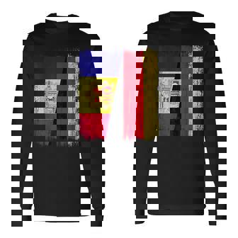 Andorra Germany Half Flag Andorran German Unity Pride Long Sleeve T-Shirt | Mazezy